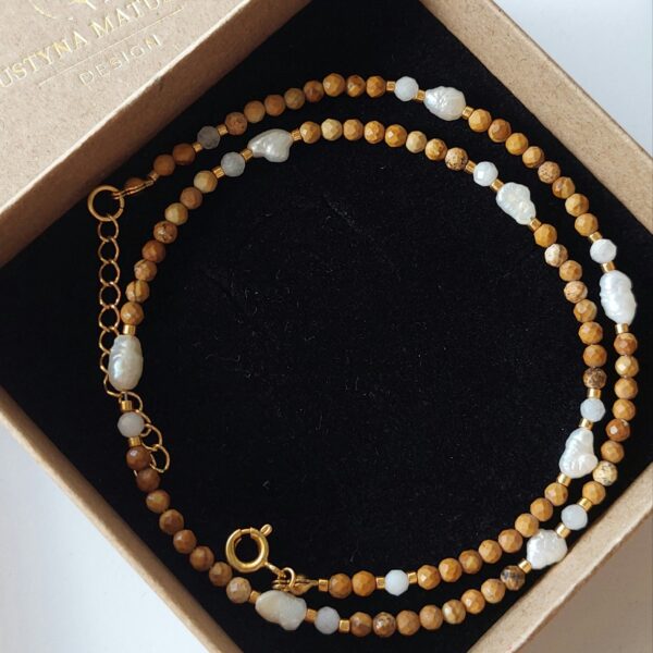 Choker Jaspis i perły